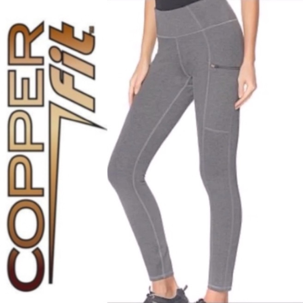 Compression Leggings Copper Fit Live Limitless Size XL Gray Fitness Gym Yoga